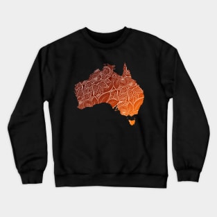 Colorful mandala art map of Australia with text in brown and orange Crewneck Sweatshirt